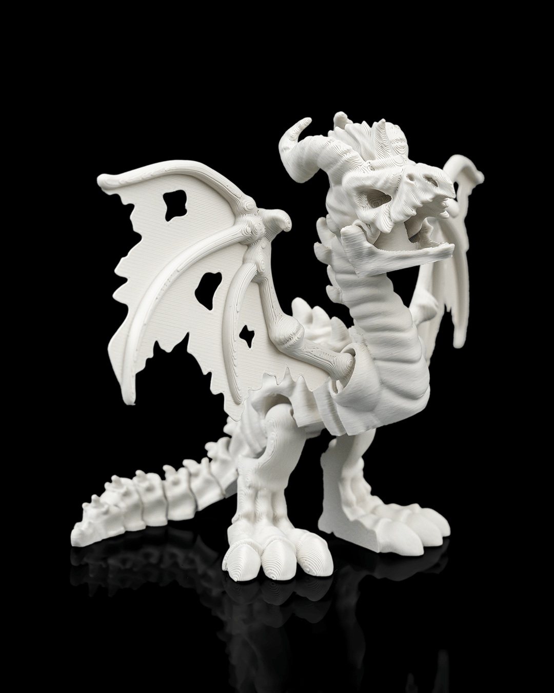 Articulated Basilisk Skeleton Dragon Figurine - 3D Printed Mythical Serpent Model - Gothic Home Decor, Fantasy Monster Fidget Toy, Unique Macabre Gift for D&D Fans