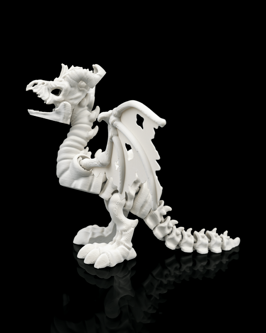 Articulated Basilisk Skeleton Dragon Figurine - 3D Printed Mythical Serpent Model - Gothic Home Decor, Fantasy Monster Fidget Toy, Unique Macabre Gift for D&D Fans