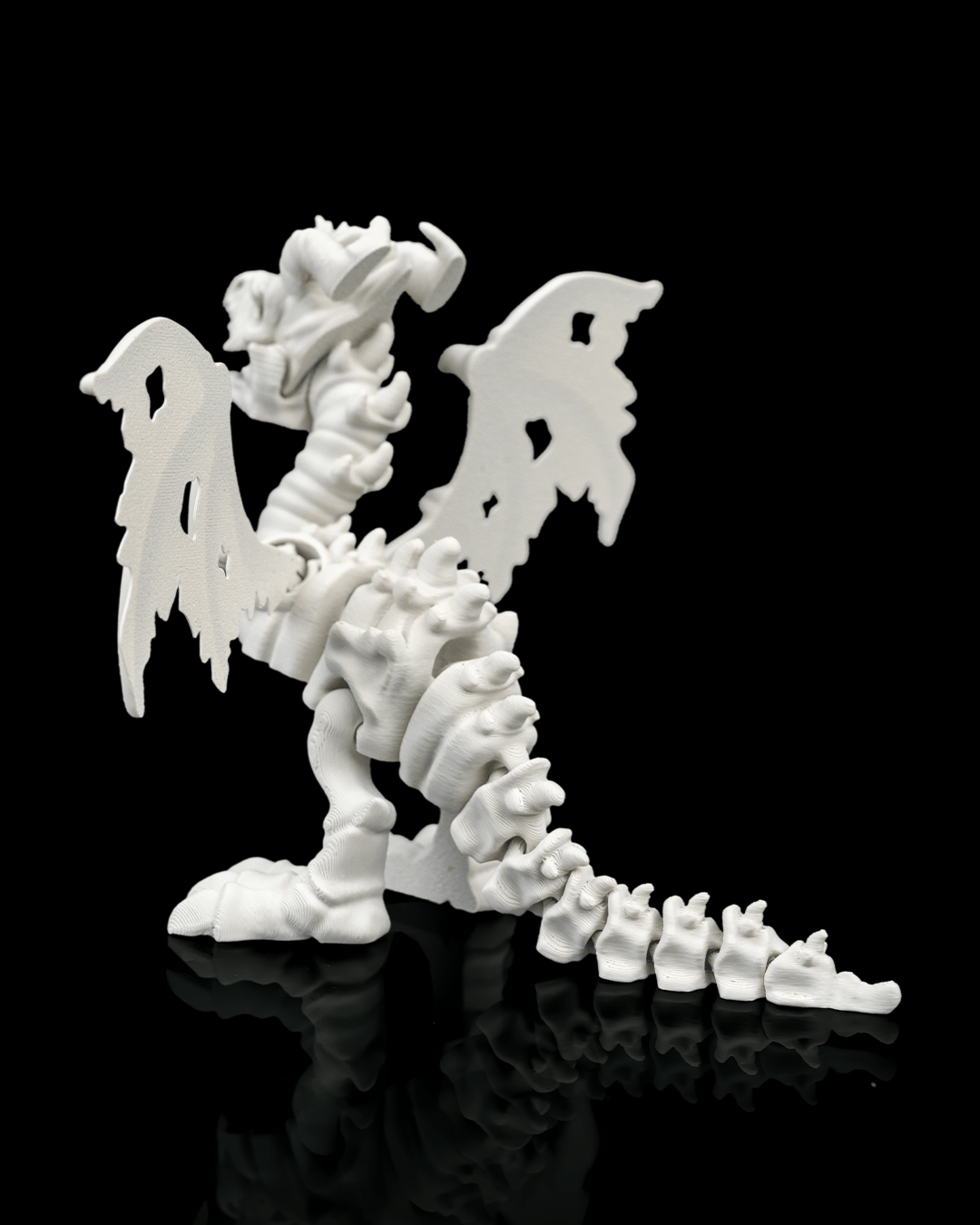 Articulated Basilisk Skeleton Dragon Figurine - 3D Printed Mythical Serpent Model - Gothic Home Decor, Fantasy Monster Fidget Toy, Unique Macabre Gift for D&D Fans