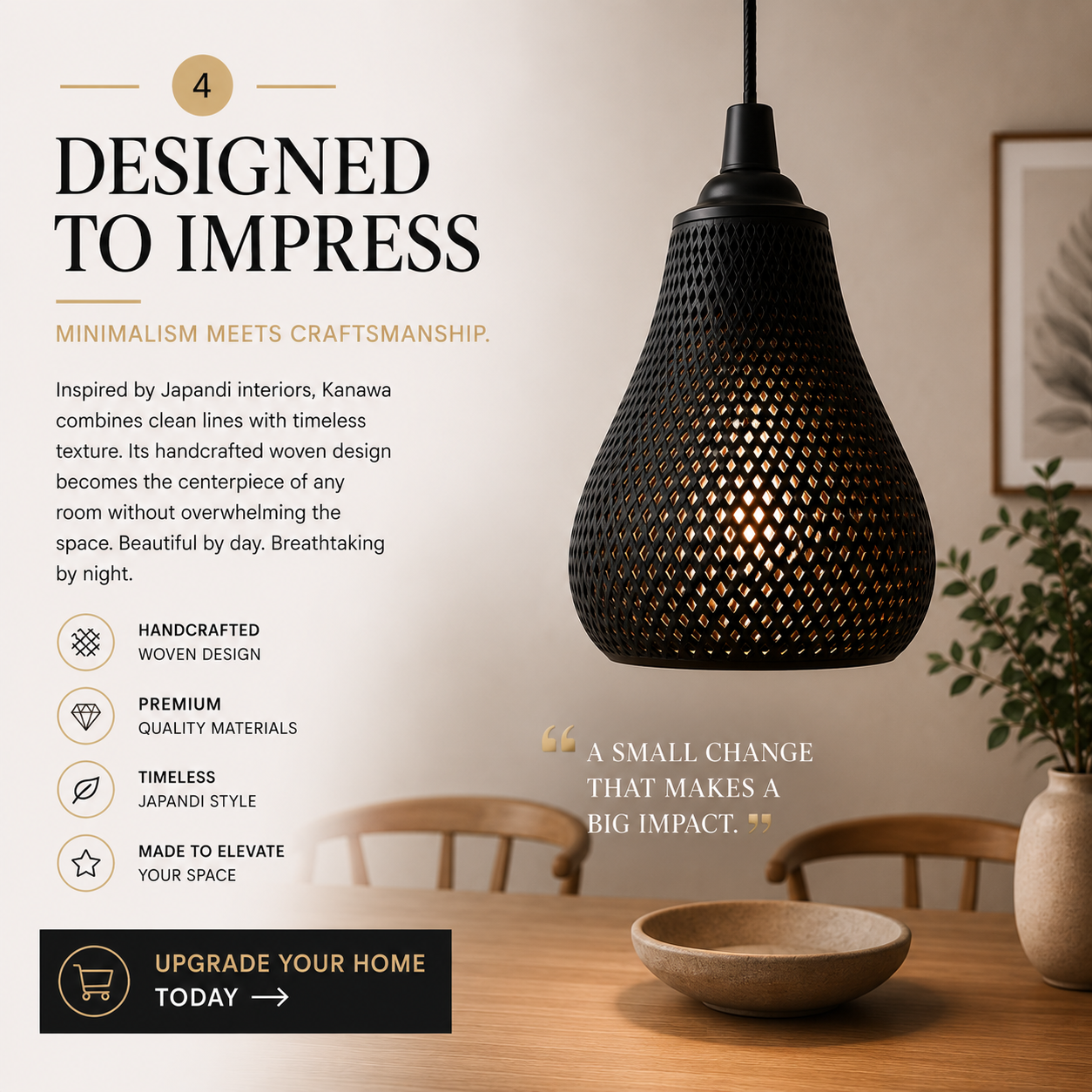 Kanawa 3D Printed Pendant Light | Modern Japandi Lamp Shade | Geometric Mesh Ceiling Light