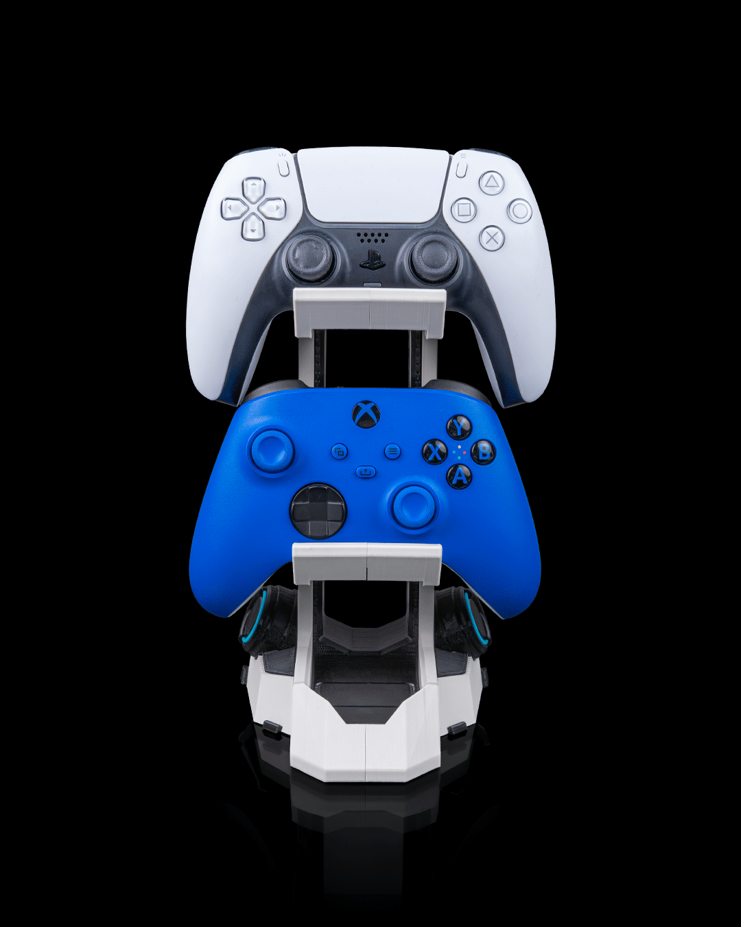 2-in-1 Dual Gaming Station Stand - Universal Controller & Headphone Tower Holder - 3D Printed Industrial Display for Xbox, PS5, Switch & PC Headsets - Sleek Desk Organizer