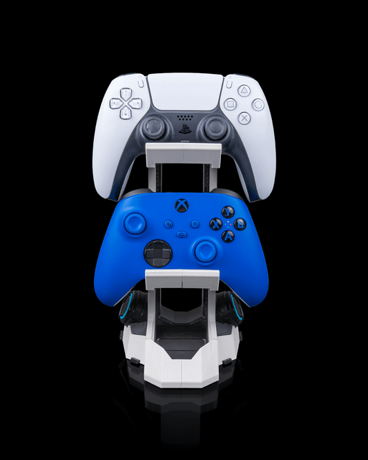 2-in-1 Dual Gaming Station Stand - Universal Controller & Headphone Tower Holder - 3D Printed Industrial Display for Xbox, PS5, Switch & PC Headsets - Sleek Desk Organizer
