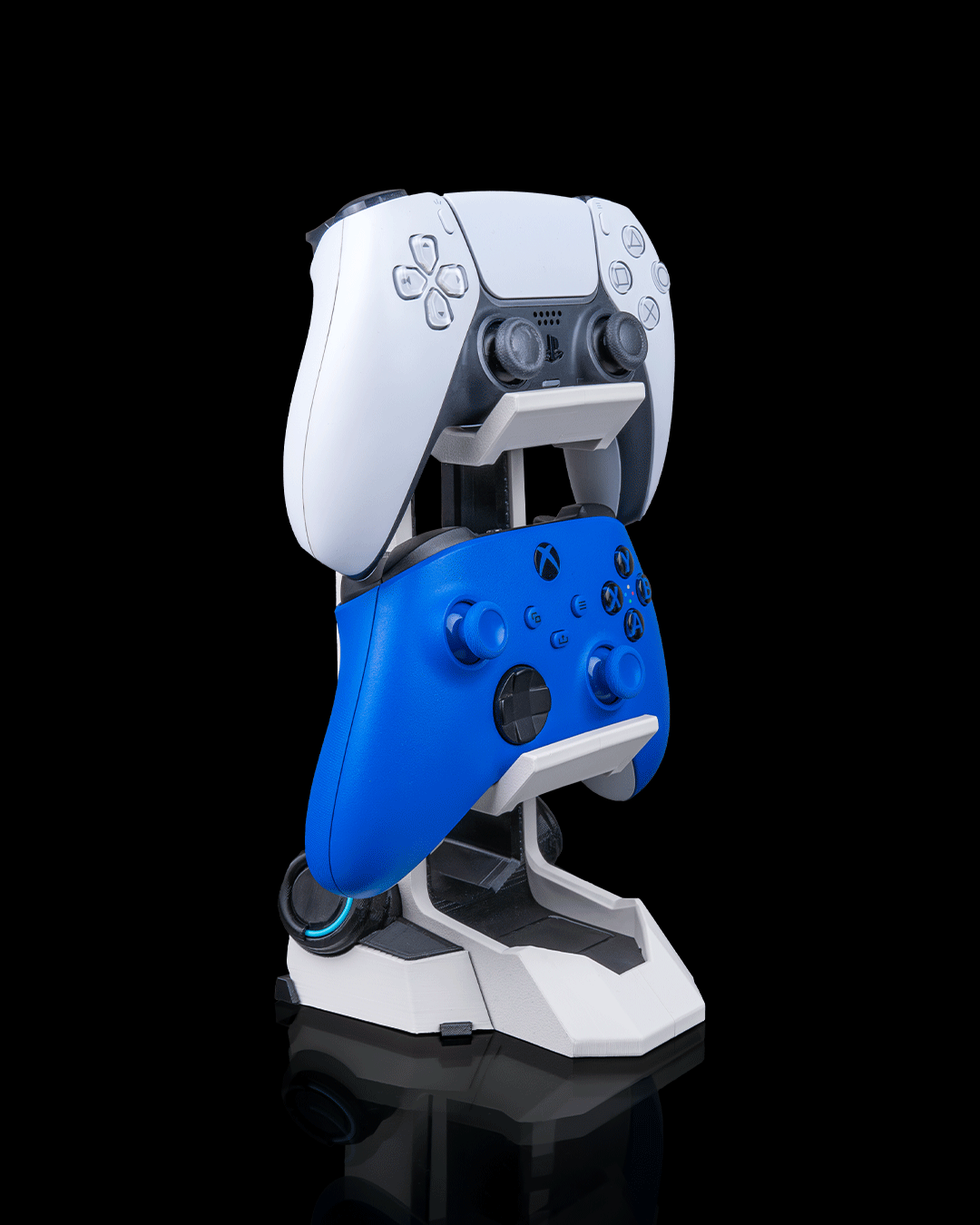 2-in-1 Dual Gaming Station Stand - Universal Controller & Headphone Tower Holder - 3D Printed Industrial Display for Xbox, PS5, Switch & PC Headsets - Sleek Desk Organizer