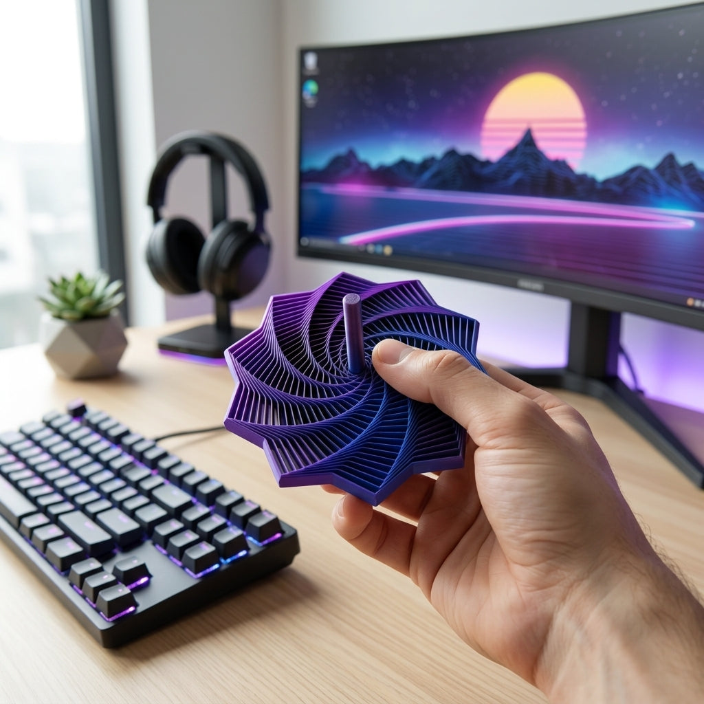 Kinetic Star Spinner Toy – 3D Printed Illusion Fidget, Modern Desk Decor