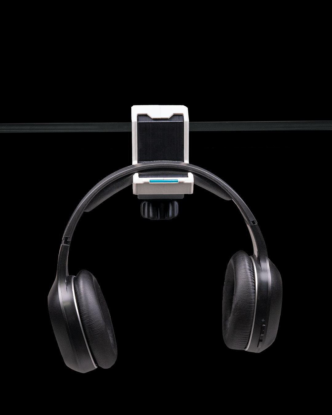 Universal Adjustable Headphone Desk Hook - Under-Desk Headset Holder Mount with Clamp - 3D Printed Industrial Design, Dual-Tone Gaming Setup Accessory, Cable Management Support