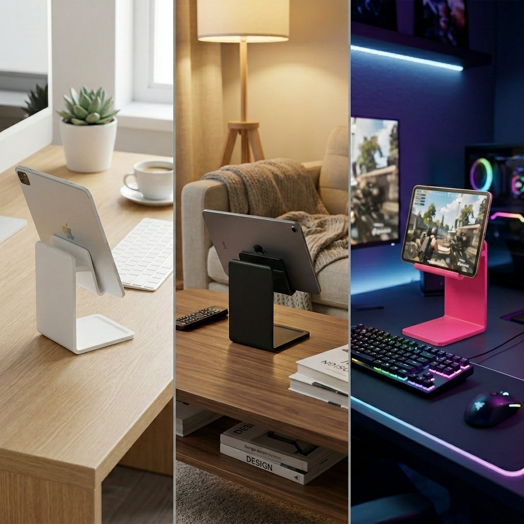 3D Printed iPad & Tablet Stand | Foldable Minimalist Holder | Desk Setup Accessory | Handmade in Ireland | Gift for Him or Her