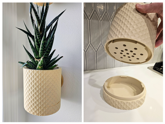 Diamond Design Wall Planter with Hidden Drip Tray
