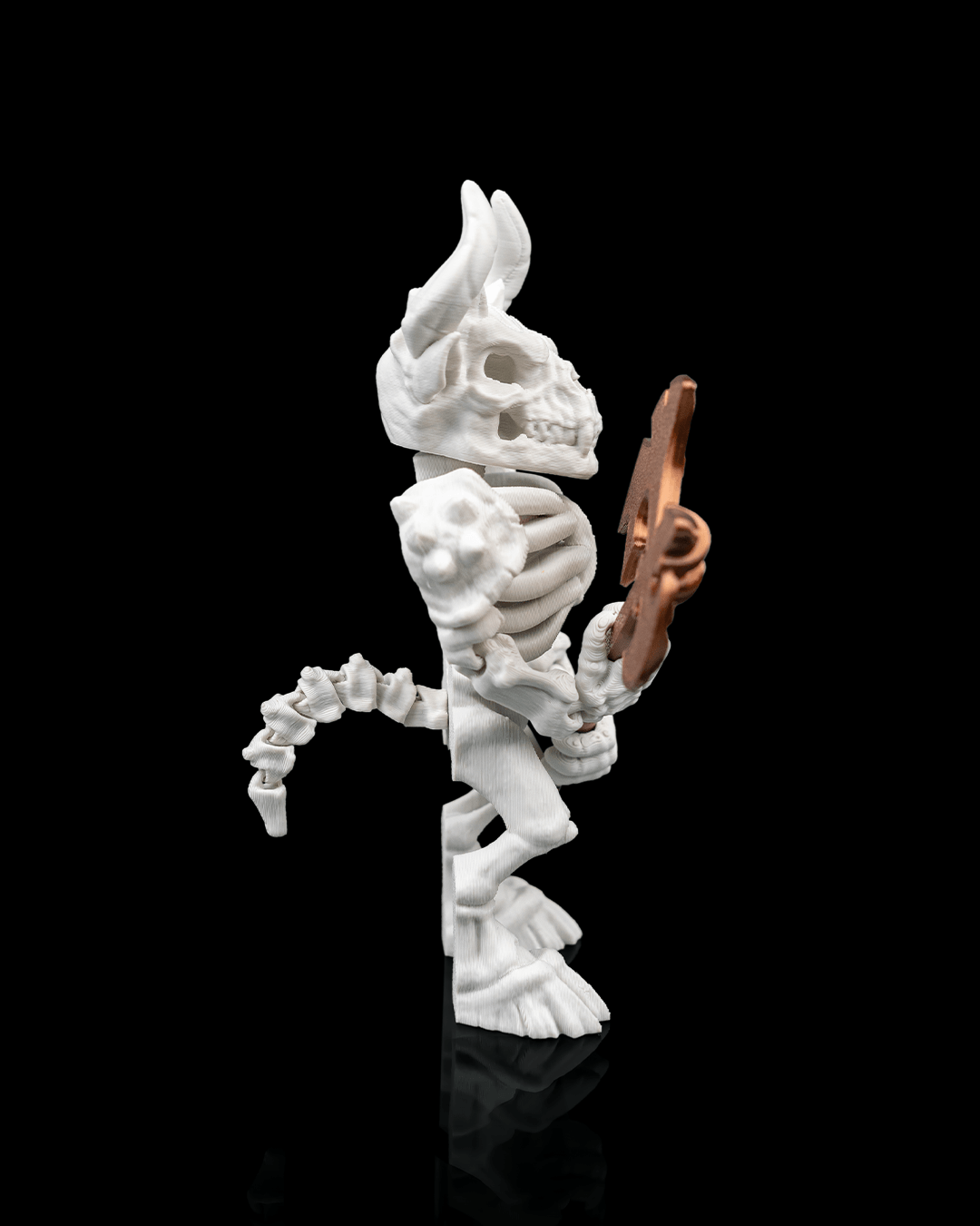 Articulated Minotaur Skeleton with Battle Axe - 3D Printed Mythical Warrior Figure - Gothic Home Decor, Fantasy Monster Fidget Toy, Unique Macabre Gift for D&D Fans