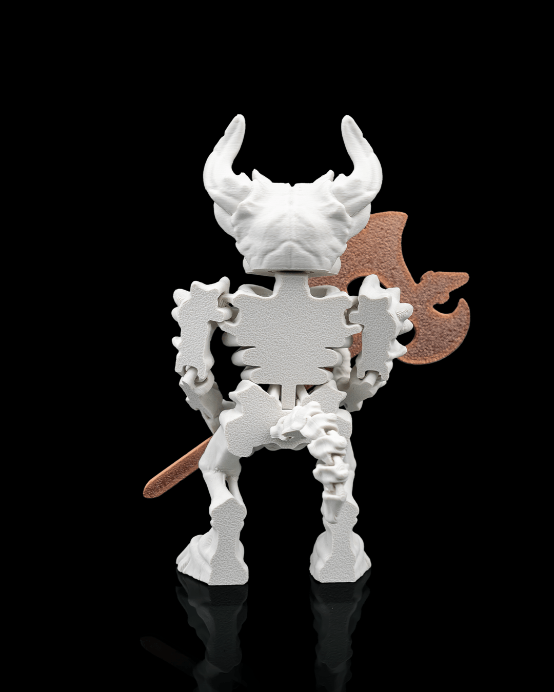Articulated Minotaur Skeleton with Battle Axe - 3D Printed Mythical Warrior Figure - Gothic Home Decor, Fantasy Monster Fidget Toy, Unique Macabre Gift for D&D Fans