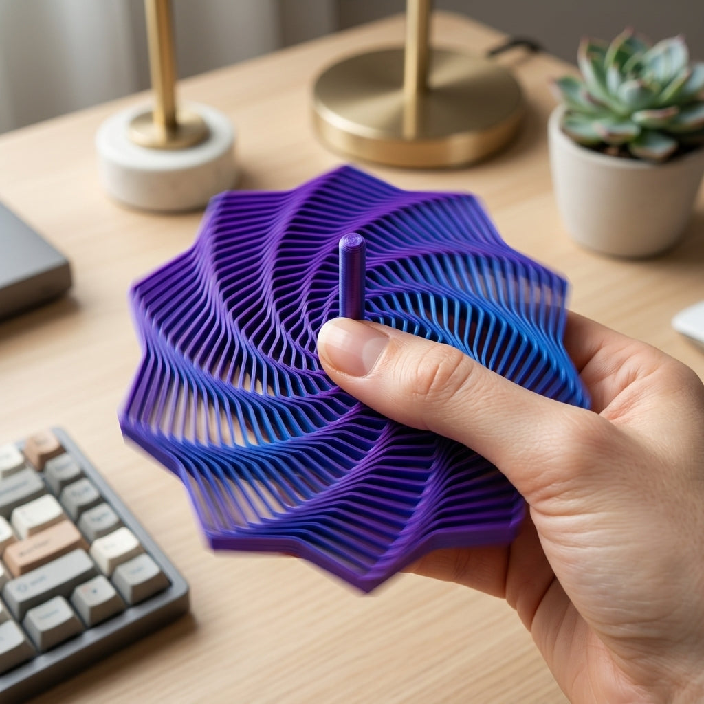 Kinetic Star Spinner Toy – 3D Printed Illusion Fidget, Modern Desk Decor