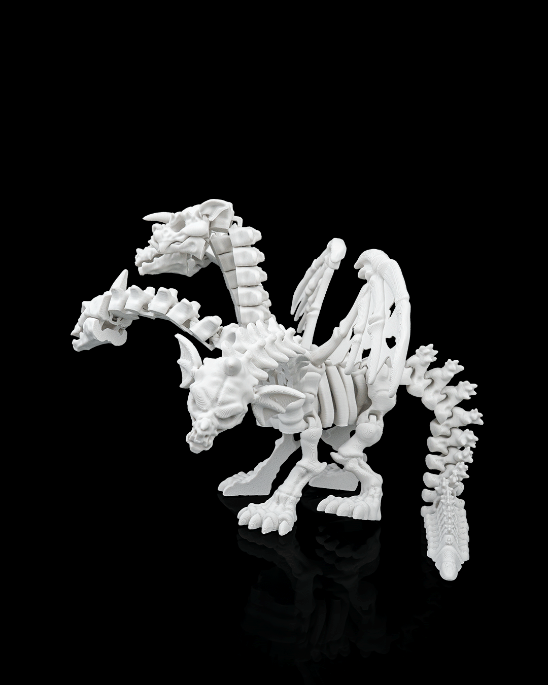 Articulated 5-Headed Hydra Dragon Skeleton - 3D Printed Pentadragon Mythical Figurine - Gothic Horror Decor, Epic Fantasy Fidget Toy, Unique Macabre Gift for RPG & D&D Fans