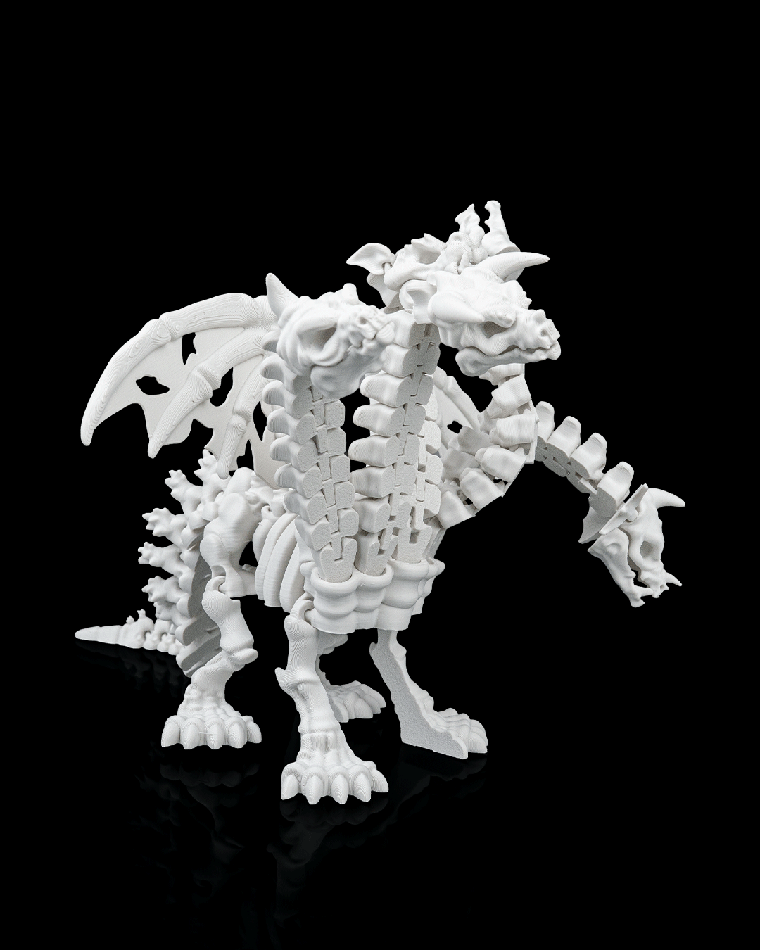 Articulated 5-Headed Hydra Dragon Skeleton - 3D Printed Pentadragon Mythical Figurine - Gothic Horror Decor, Epic Fantasy Fidget Toy, Unique Macabre Gift for RPG & D&D Fans