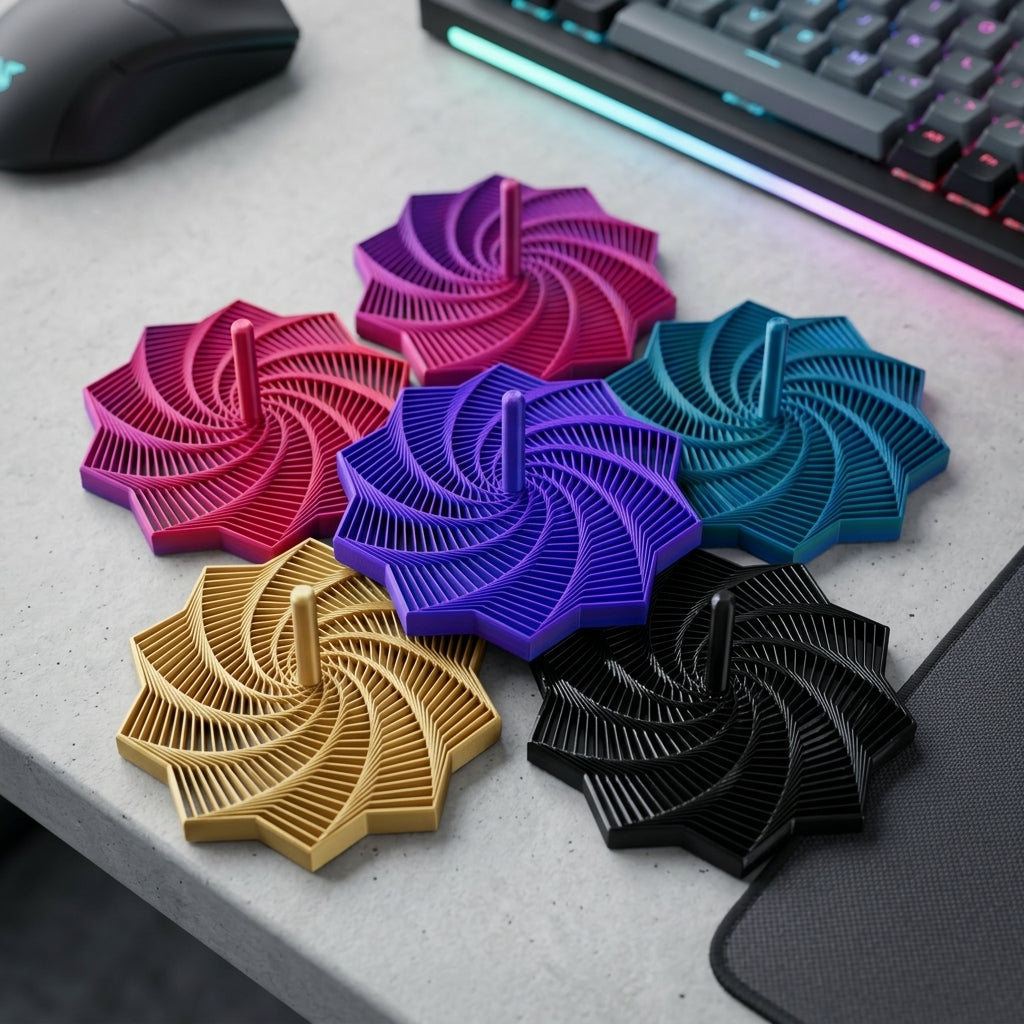 Kinetic Star Spinner Toy – 3D Printed Illusion Fidget, Modern Desk Decor