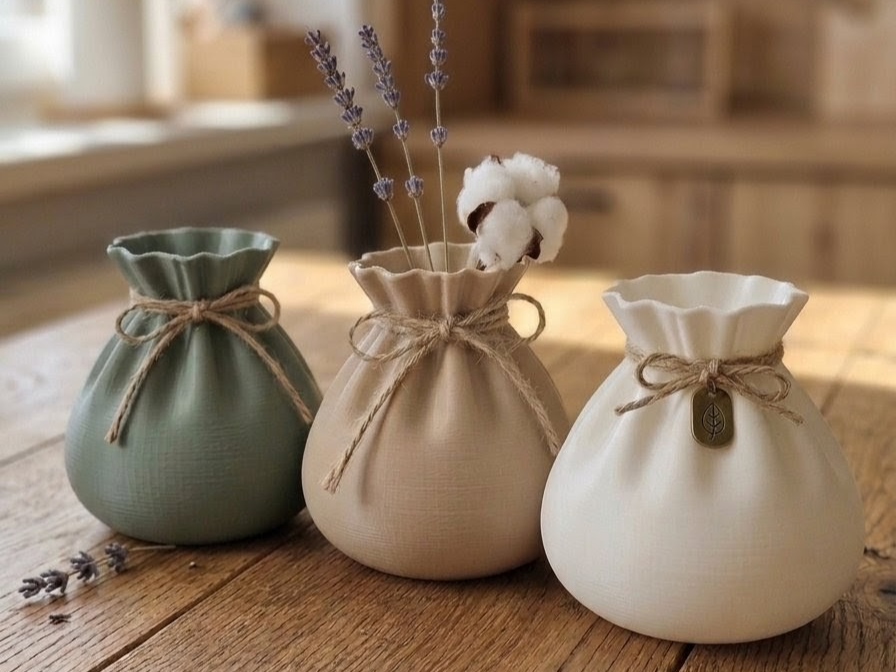 Minimalist Drawstring Vase - Cozy Rustic Decor