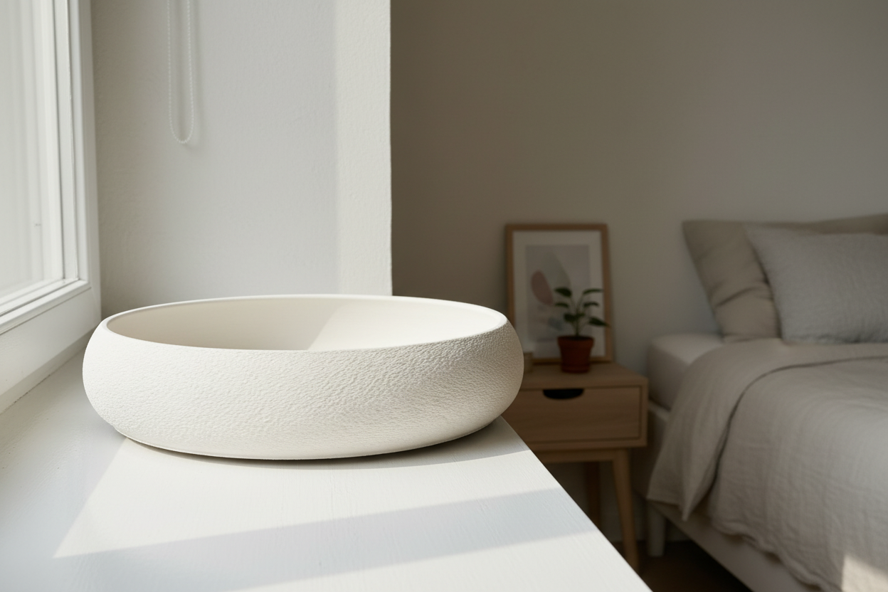 Bowl on windowsill with soft morning light