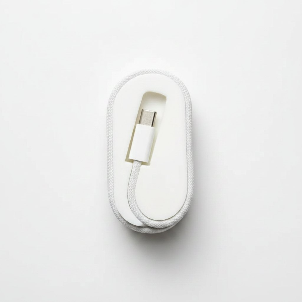 3D printed USB-C cable organizer top view white background