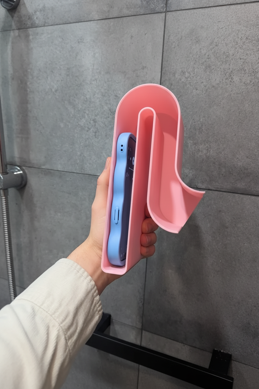 Phone Shower Amplifier - 3D Printed Sound Booster for Glass Shower Door - Waterproof Phone Holder