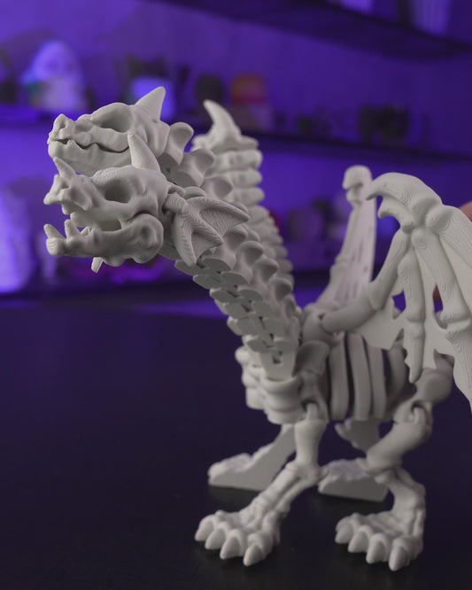 Articulated 5-Headed Hydra Dragon Skeleton - 3D Printed Pentadragon Mythical Figurine - Gothic Horror Decor, Epic Fantasy Fidget Toy, Unique Macabre Gift for RPG & D&D Fans