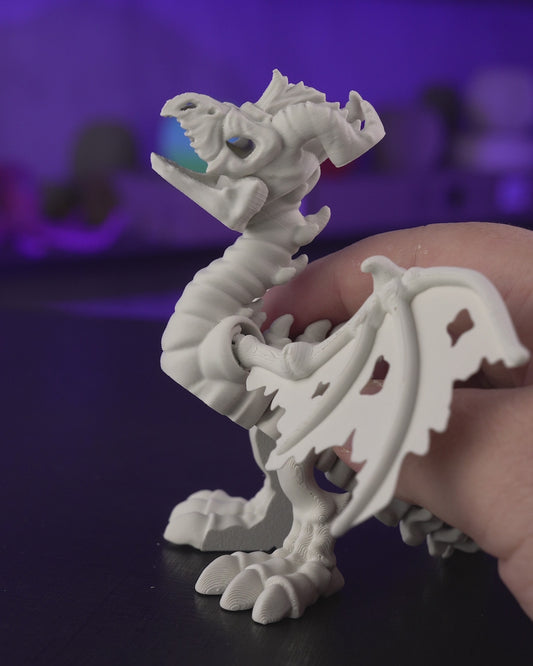 Articulated Basilisk Skeleton Dragon Figurine - 3D Printed Mythical Serpent Model - Gothic Home Decor, Fantasy Monster Fidget Toy, Unique Macabre Gift for D&D Fans